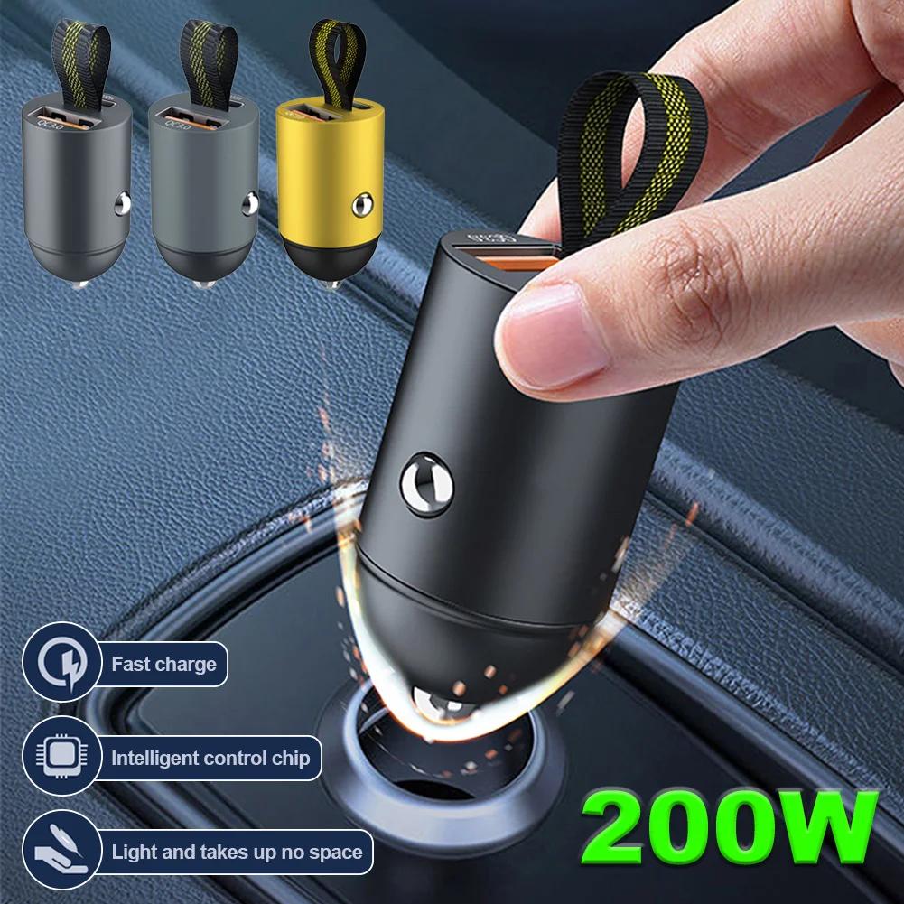 200 Вт USB Автомобильное зарядное устройство Сверхбыстрая зарядка Type-C PD Быстрая зарядка Адаптер для автомобильного зарядного устройства для телефона для iPhone 15 14 Huawei Samsung Xiaomi