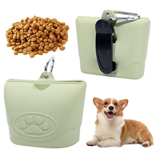 Silicone Dog Treat Pouch Small Pet Training Snack Bag with Magnetic Closure And Waist Clip for Training Walking