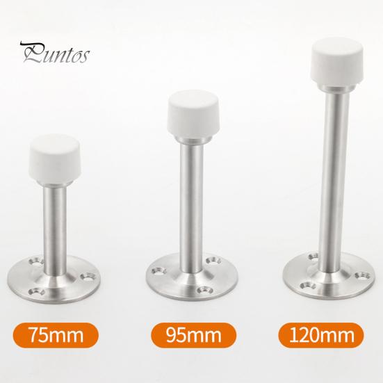 Stainless Steel Door Stopper Wall Protector Adhesive No Drilling Anti-collision Wall Mount Glass Wooden Door Spring Loaded Rubber Bumper Doorstop