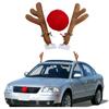 Christmas Festive Car Decor Ornaments Flannelette Antlers and Nose Reindeer Decoration Sets Supplies