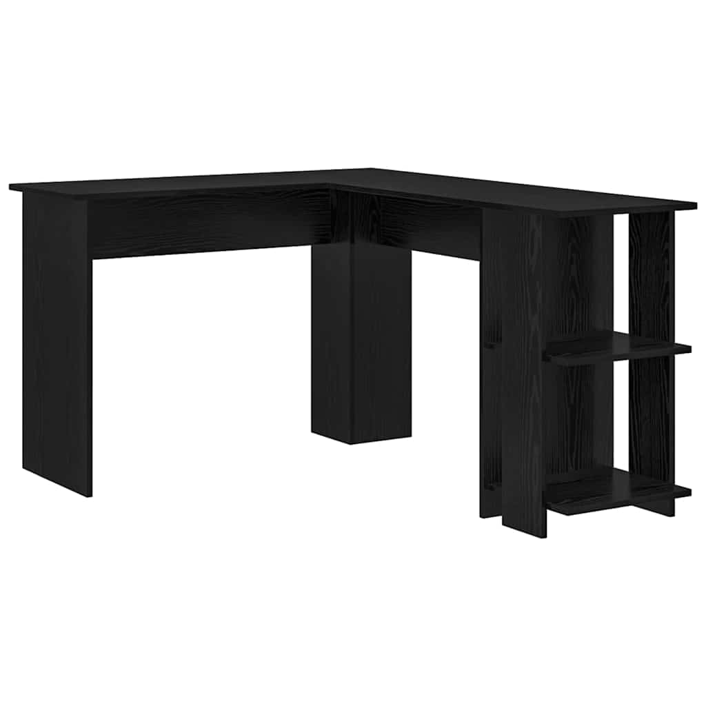 L shaped Desk Black Oak Effect 140 x 113.5 x 75 cm