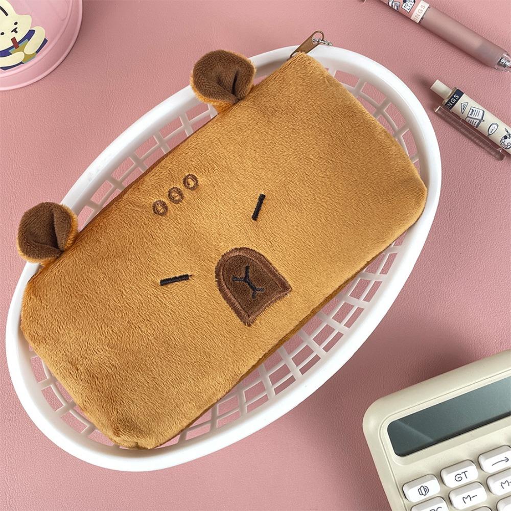 Soft Plush Coin Purse Large Capacity Cartoon Pencil Case Stationery Holder Bag Girls/Boys