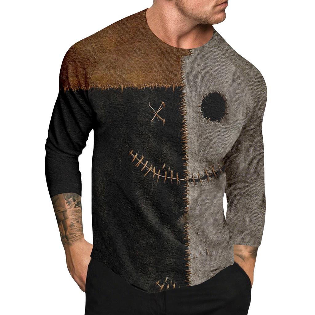Halloween Print Raglan Sleeve Men's Long Sleeve Top
