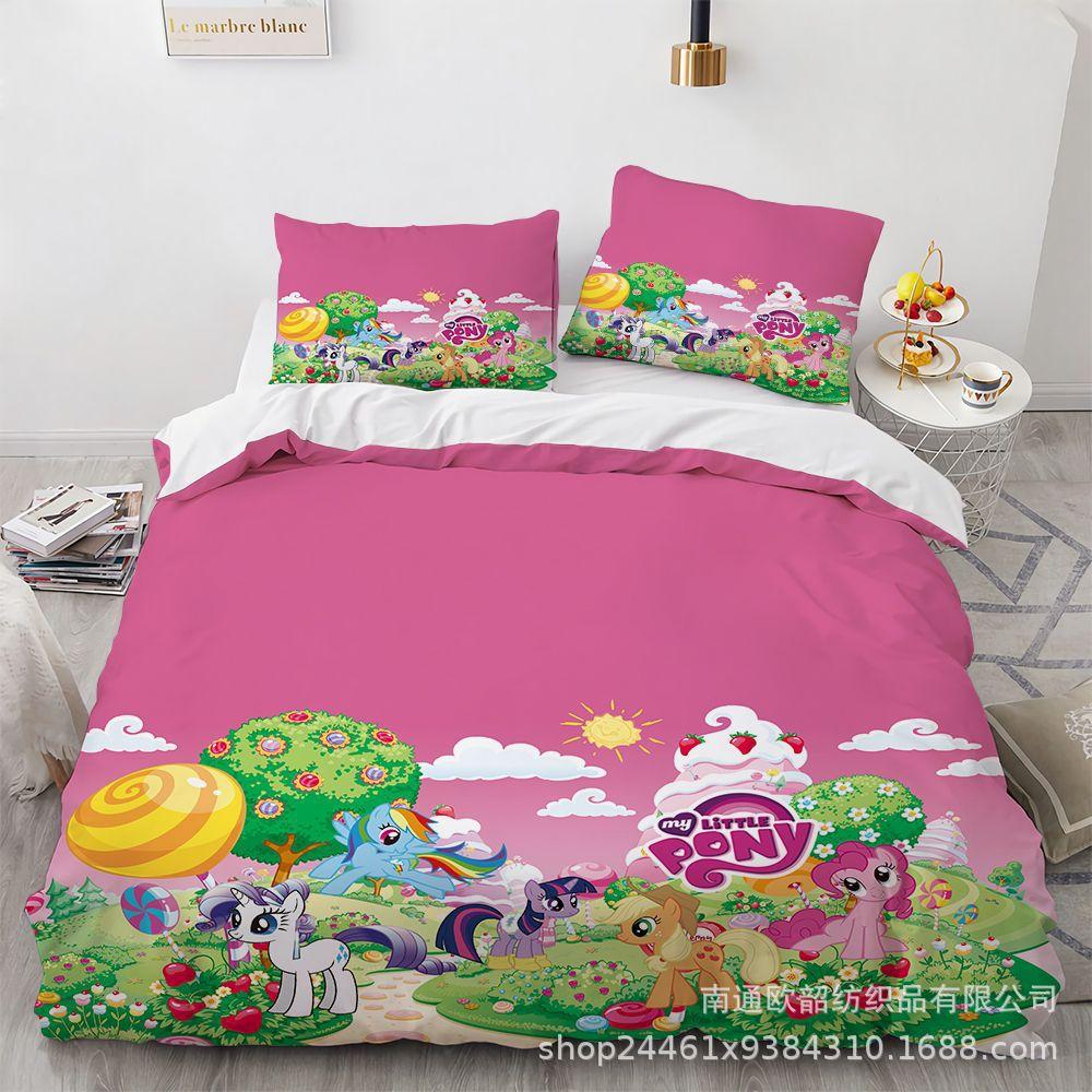Постельные наборы My Little Pony Одеяло Стеганое покрывало Покрывало Пододеяльник Наволочка Наборы из 2-3 предметов Детский Взрослый размер Домашний декор