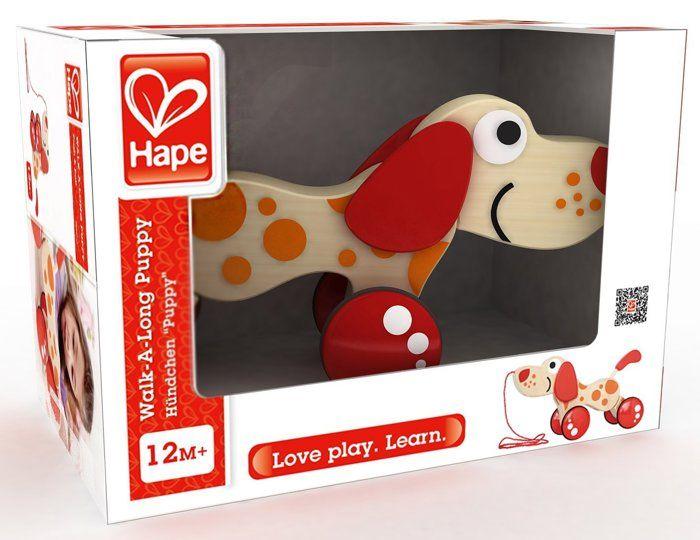 Chiot de promenade - hape - puppy - rouge - beige - extérieur