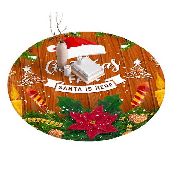 Fitted Christmas Round Tablecloth Holiday Snowflakes Table Cover with Elastic Edge Water-Resistant Christmas Tree Table Cover for Round Tables Dinner