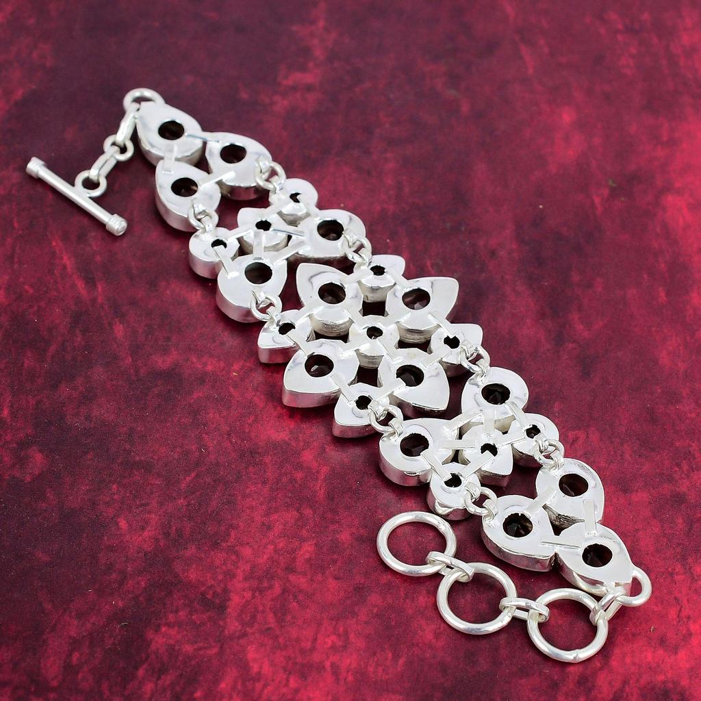 Morganite Bracelet, Handmade Gemstone 925 Solid Sterling Silver Bracelet Antique Jewelry, Adjustable Chain Bracelet, Engagement Gift