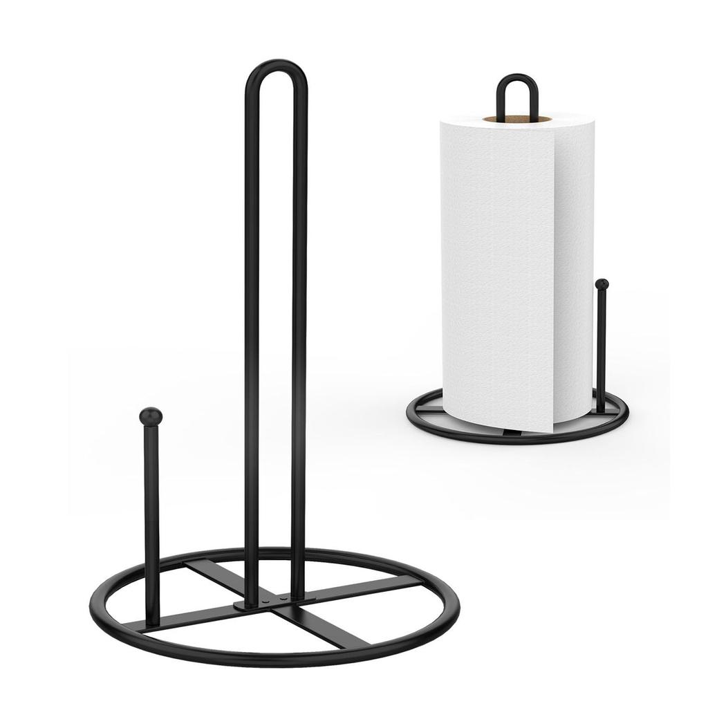 Functional Countertop Paper Towel Rack Tissue Dispenser Modern Metal Countertop Paper Towel Stand for Kitchen Bathroom