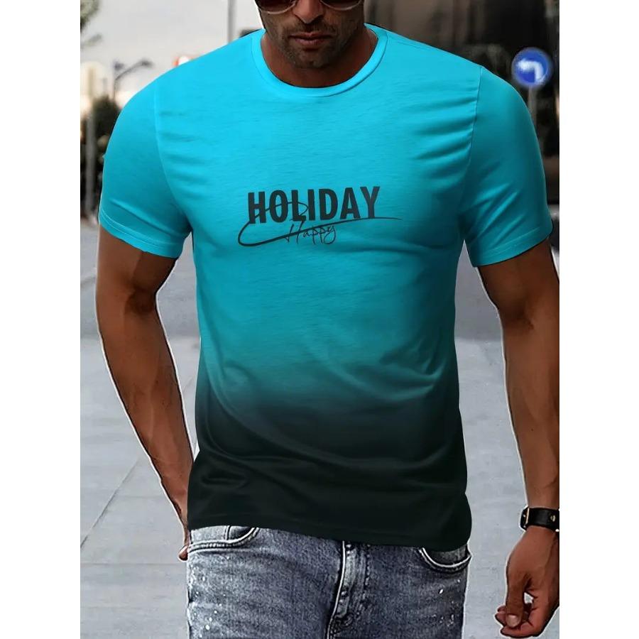Letters Men's T-shirt 3D Printed Tees Male Simple Gradient Fashion Trend Short Sleeve T Shirts Casual Summer Clothing