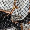 Daks Black Silk Square Scarf Dd Chain Pattern Dcsc2e021bk