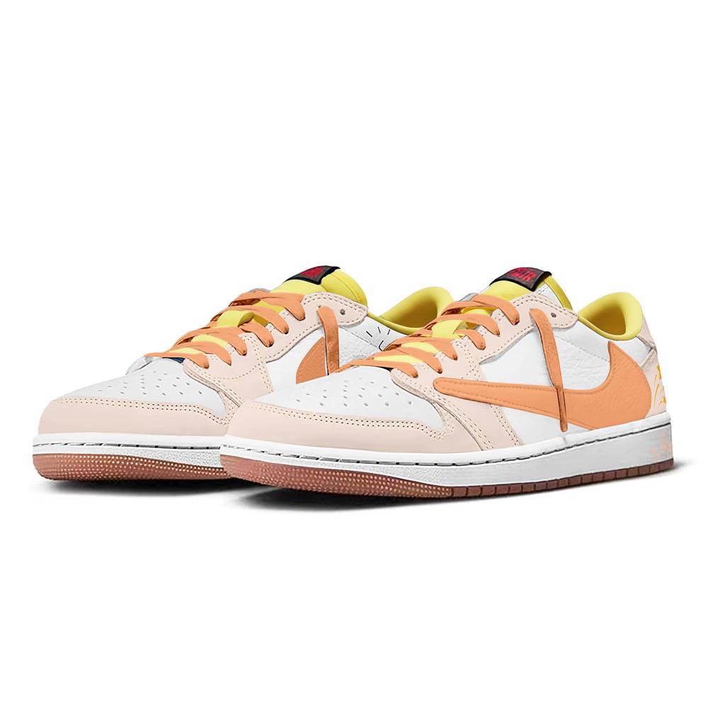 Travis Scott x Jordan Air Jordan 1 Orange Mango Travis Scott X AJ1 Low 7.0 Cushioning Low top Vintage Basketball Shoes DZ4137-700(Team1698-)