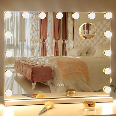 Nusvan Actress Mirror Hollywood Mirror Light Настольный светильник с тремя режимами освещения, регулируемой яркостью, поставляется с 10-кратным увеличительным стеклом 58x46 см