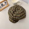 Thin Grid Beret Cap Cotton Women Octagonal Hat Casual Plaid Cloud Cap  Summer