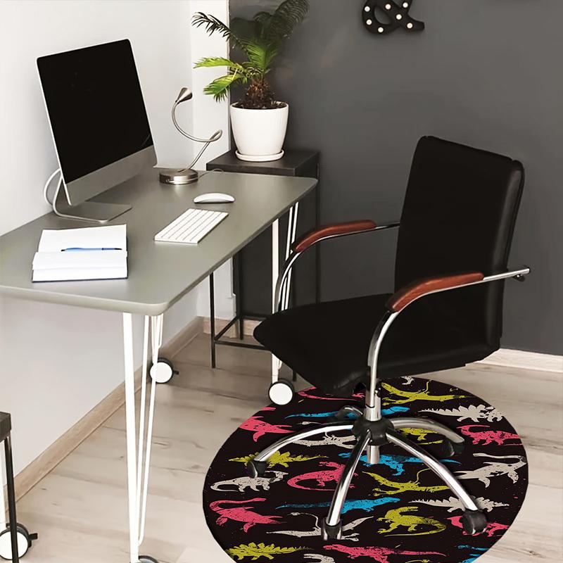 1pc Colorful Dinosaur Silhouettes Pattern Round carpet, Perfect for Decorating Chairs, Living Rooms, Or Bedrooms, for Living Room.102