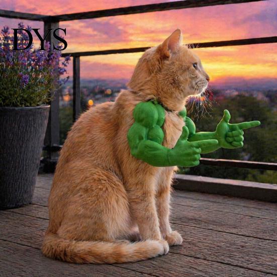 Humorous Pet Accessories 2Pcs Funny Cat Muscle Arms, Hilarious Cosplay 3D Printed Comfortable Costume Peace Gesture Lightweight Shoulder Attachment