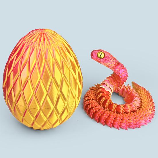 Яйцо змеи с напечатанной на 3D-принтере змеей внутри Подвижные суставы Фигурка змеи Шарнирная змея Настольная игрушка-непоседа Украшение Орнамент