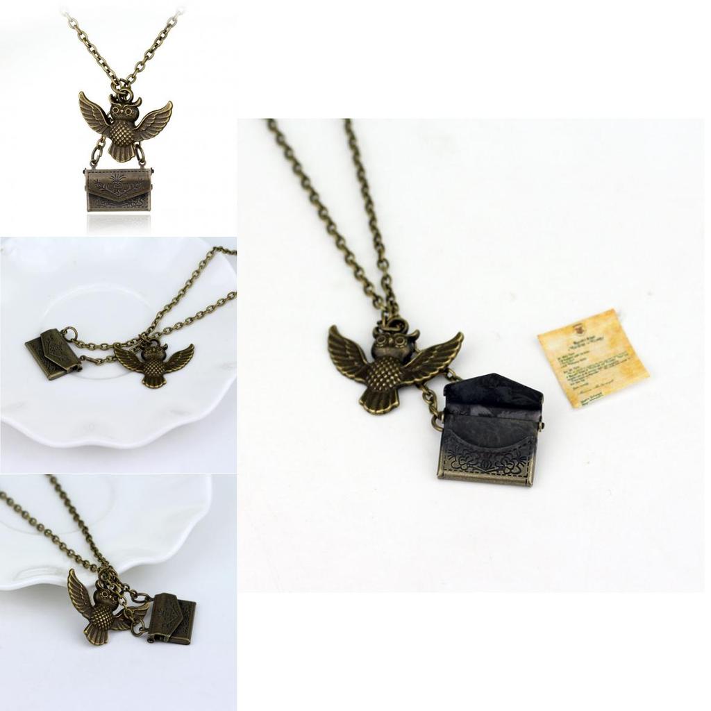 Harry Potter Vintage Copper Owl With Acceptance Letter Pendant Locket Necklace For Gothic Fashion Fans