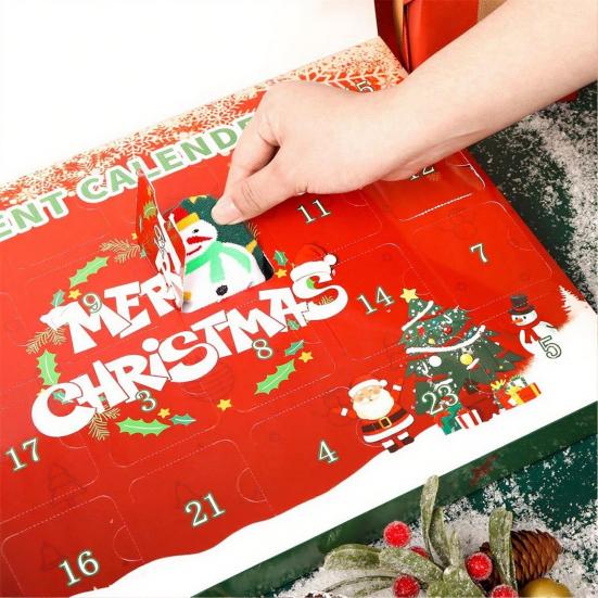 Носочный адвент-календарь 2025 24 дня Рождественский календарь обратного отсчета 12 пар Праздничный сюрприз Хлопковые носки Подарки для мужчин и женщин