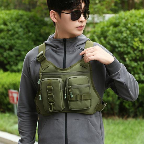 Нагрудная сумка для занятий спортом на открытом воздухе для мужчин, передняя сумка-жилет для бега с несколькими отделениями, EDC дорожный нагрудный рюкзак для тренировок, езды на велосипеде, пеших прогулок