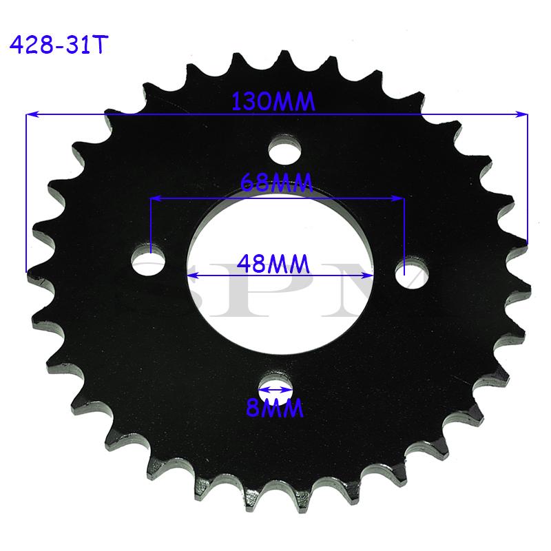 Задняя звезда для мотоцикла 25T/31T/32T/37T/41T/48T, Ведущая звезда цепи 428, 48 мм, Для квадроцикла, багги, UTV, гольф-кара, квадроцикла, Аксессуары