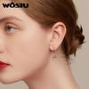WOSTU Vintage 925 Sterling Silver Handmade Honey Bee Dangle Drop Earrings Women Yellow Zircon Cute Insect Ear Hooks Mom's Gift