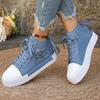 Fashion 2025 New Women Plus Sizes Sneakers High Top Female Denim Canvas Shoes Thick Sole Girls Students Ankle Canvas Boots Lace Up
