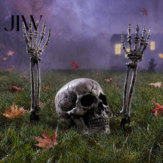 Creepy Skeleton Party Props Realistic Stake, Spooky Halloween Skull Hand Yard Sign for Outdoor Garden Lawn Graveyard Decor Decorative Stakes