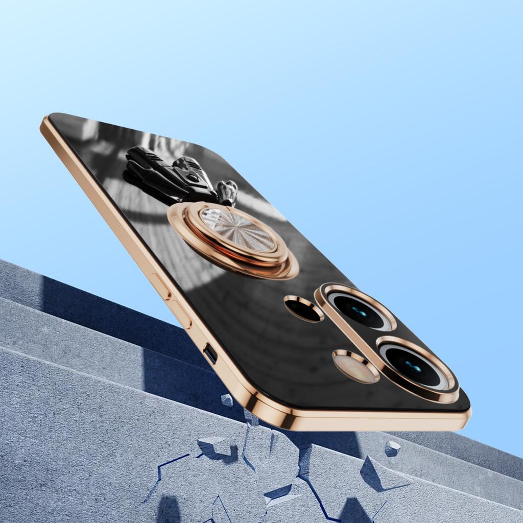 For Xiaomi Redmi Note 13 4G Case with Astronaut Ring Kickstand 6D Electroplating TPU Phone Cover