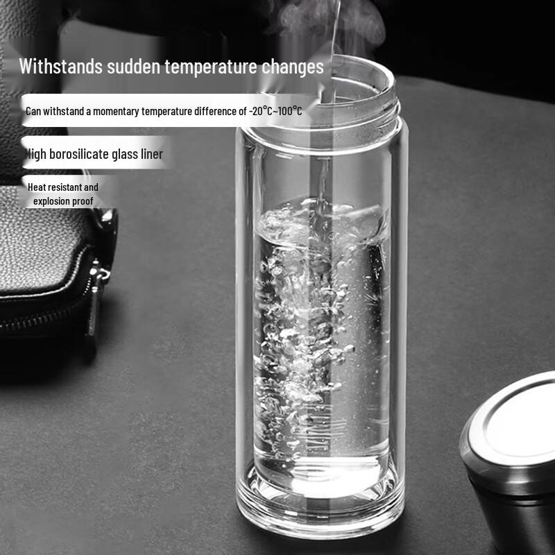 Двухслойная бутылка-инфузор для чая из боросиликатного стекла