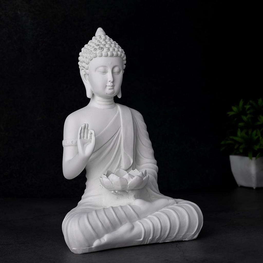 Статуя сидящего Будды, экспонат, идол, предметы домашнего декора для гостиной и подарки (белый)