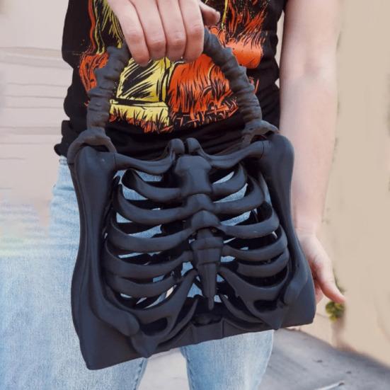 3D Printed Skeleton Bone Bag Halloween Gothic Skeleton Purse Spooky Ribcage Handbag Anatomical Dark Aesthetic Accessory