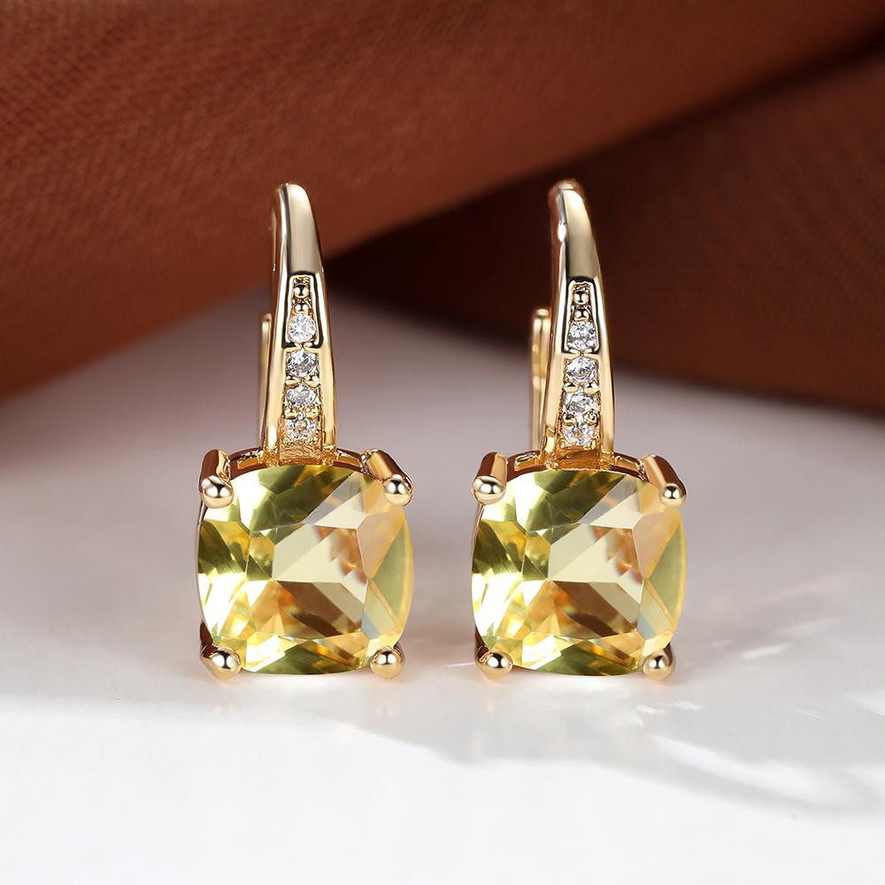 Серебряные серьги-кольца цвета розового золота с геометрическим изумрудом и зеленым камнем, свадебные висячие серьги для женщин