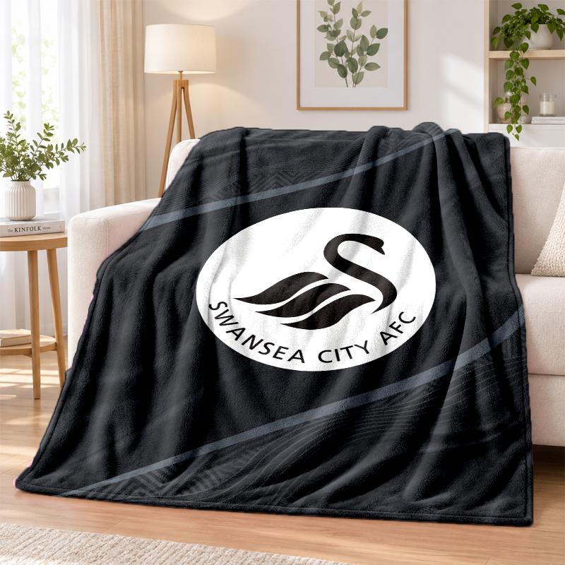 Swansea City Printed Flannel Blanket Warm Comfort Bed Throw For Indoor Home Decoration
