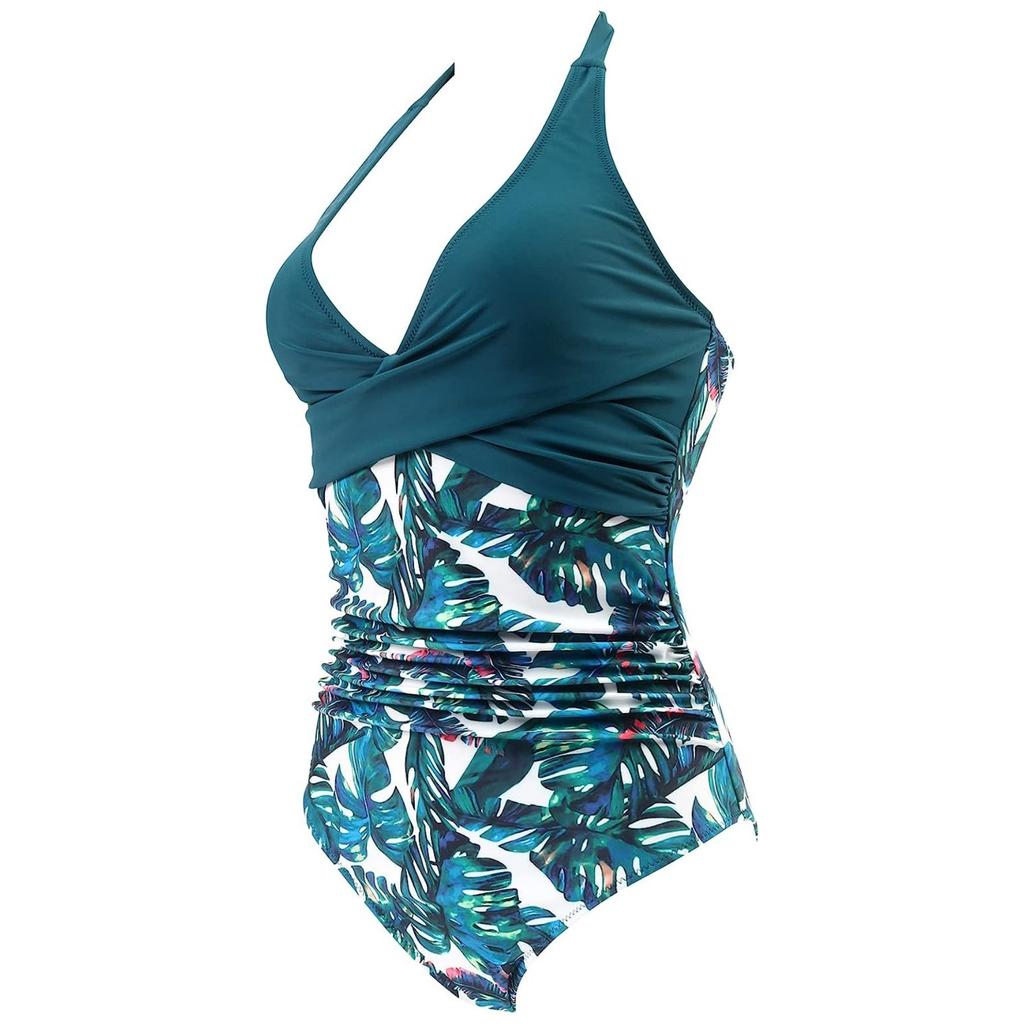 Sexy V-Neck Swimsuit One Piece Swimwear Women Fashion Print Pushup Bathing Suits Plunging Monokini Summer Beachwear