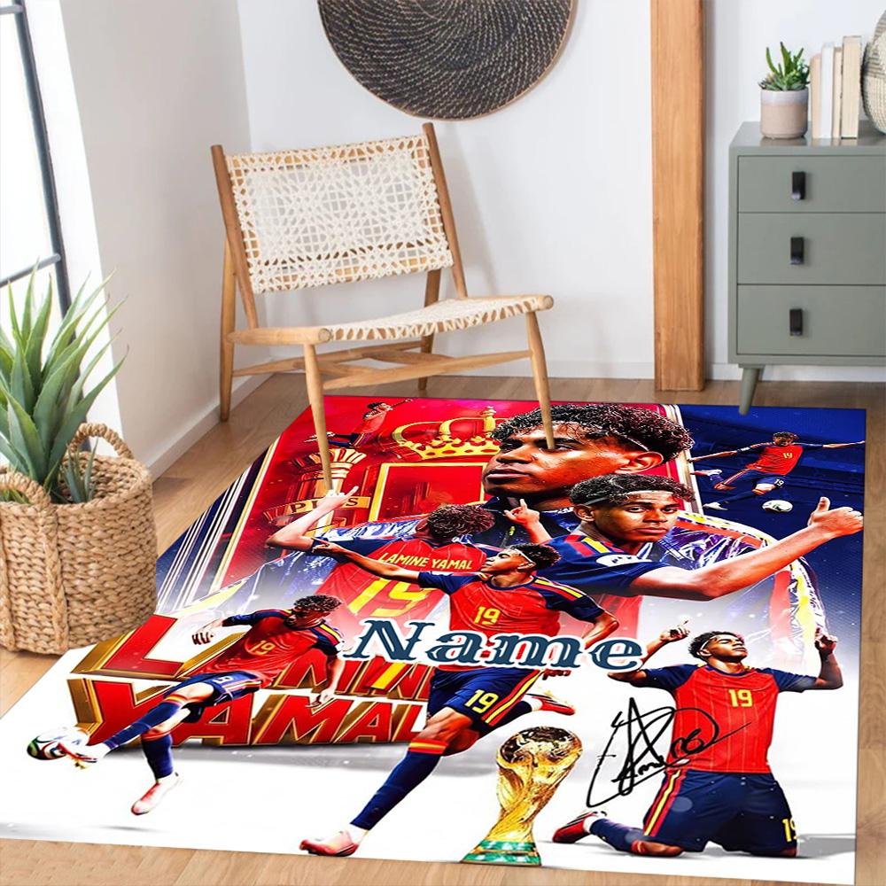 Lamin Yamal Customizable Name Floor Mat Design For Playrooms Dormitory Foyer Outdoor Antislip Carpet Anime Office Decor Spiritual Gift