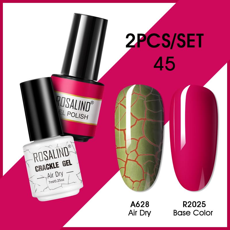 ROSALIND Гель-лак для ногтей с эффектом трещин Гель-лак для ногтей Полуперманентный Эмаль Гибридный лак 2 шт. УФ-клей для ногтей Гель-лак Топ База Матовый топ