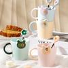 Милая керамическая кружка в виде пончика Dopamine с ложкой, кружка большой емкости для офиса для девочек