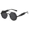 Non-polarized Steampunk Sunglasses Men Round Red Lens Punk Sun Glasses Black Metal Gothic Style New Products Women Shades