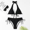 Beach Holiday Swimwear Strappy Bikini Sexy Solid Colour Separate Swimwear Set