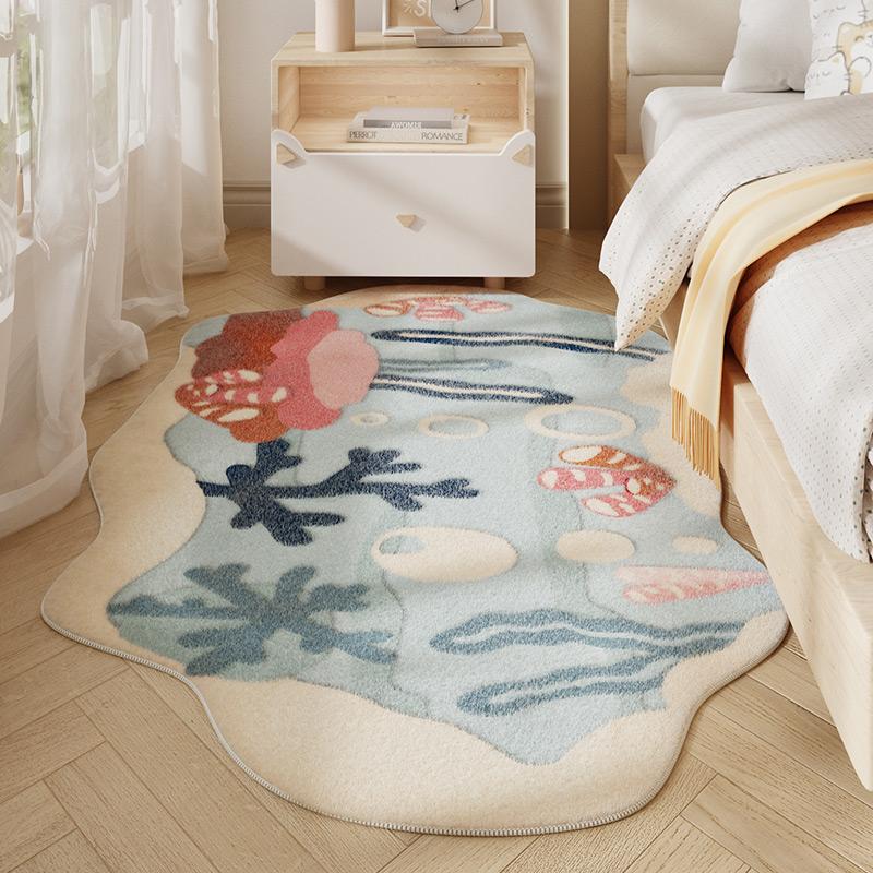 Ковер неправильной формы для декора спальни, прикроватный коврик, ковры в стиле инс для гостиной, пушистый мягкий моющийся плюшевый ковер, домашний коврик для лаунжа