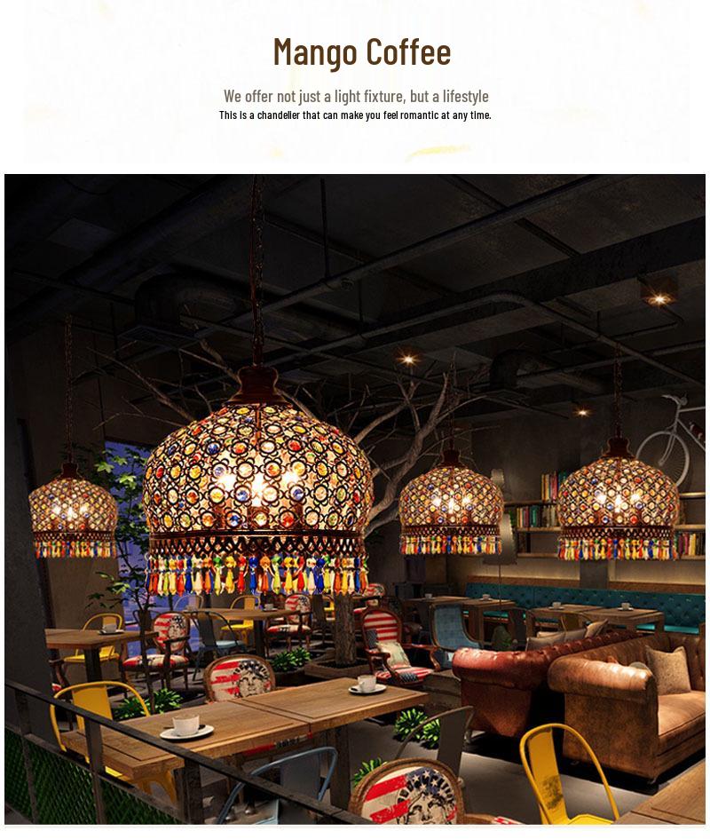 Men's Small Pendant Light: Southeast Asian Style Colorful Crystal Chandelier for Bohemian & Mediterranean Restaurants