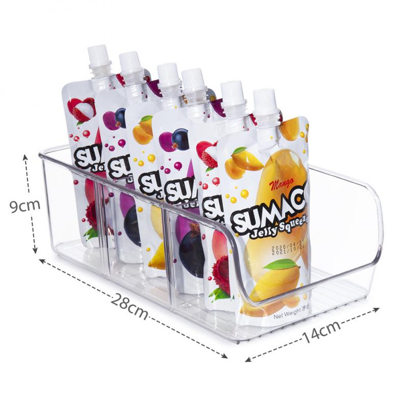 Органайзер для холодильника, прозрачный пластиковый органайзер для хранения продуктов, ящик для хранения в холодильнике с разделителем, морозильник, кладовая, кухонный органайзер