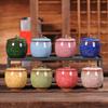 Portable Crackle Glaze White Ceramic Tea Canister