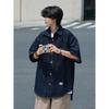 Japanese Retro Fashion Brand Summer Loose Denim Short Sleeved Shirt Artistic Youth Workwear Shirt Men'S And Women'S Layered Jacket