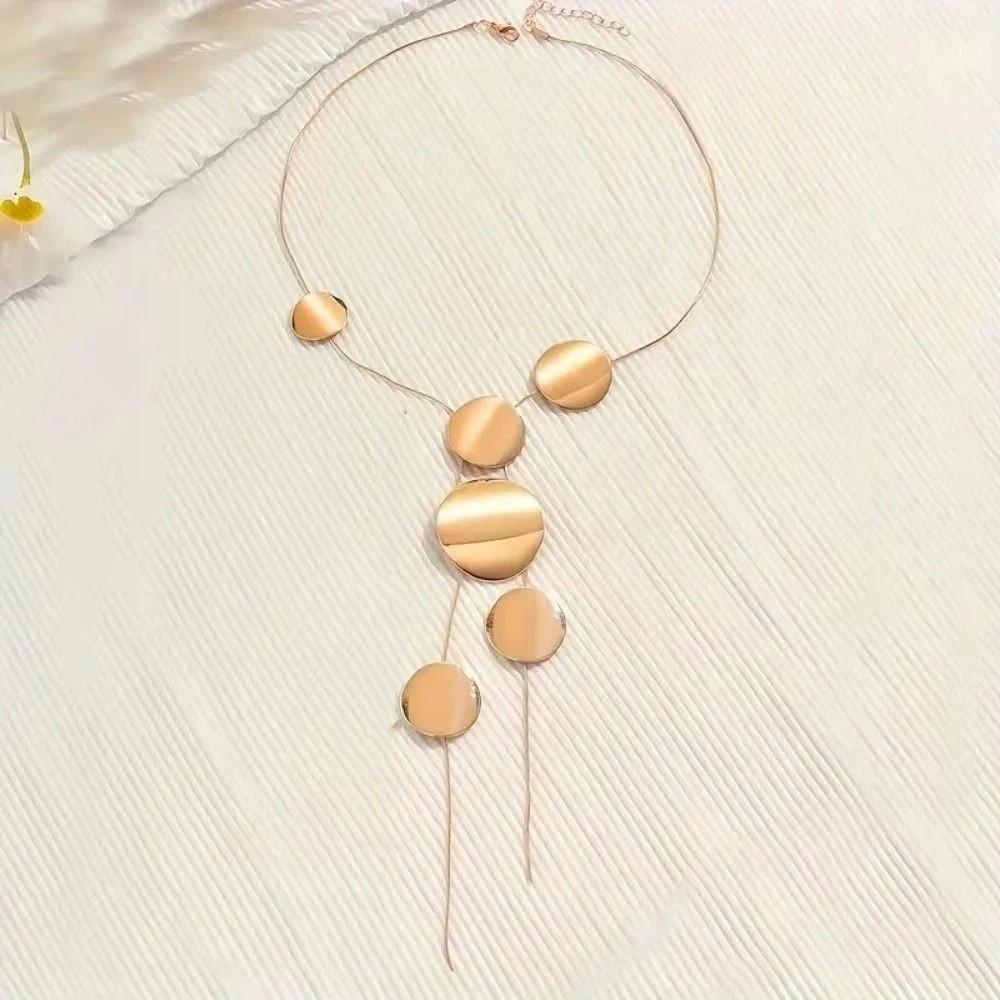 Metal Sequin Tassel Necklace Fashion Long Pendant Necklace Geometric Necklace  Party Celebrations