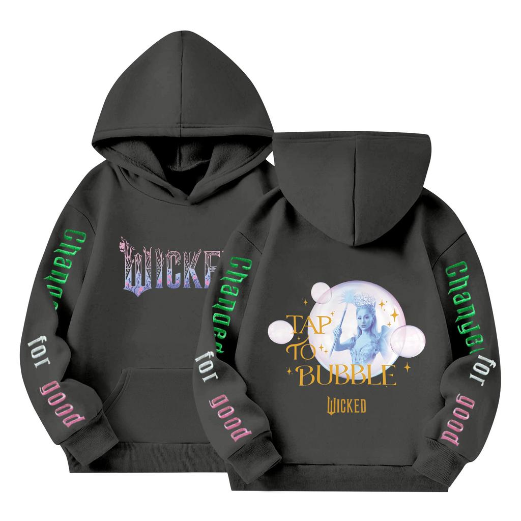 Kids' Long Sleeve Loose Pullover Letter Print Drawstring Hooded Sweatshirt