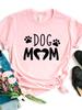 Женская футболка с принтом Dog Mom PAW Футболка женская с коротким рукавом и круглым вырезом Свободная футболка женская повседневная футболка одежда топы