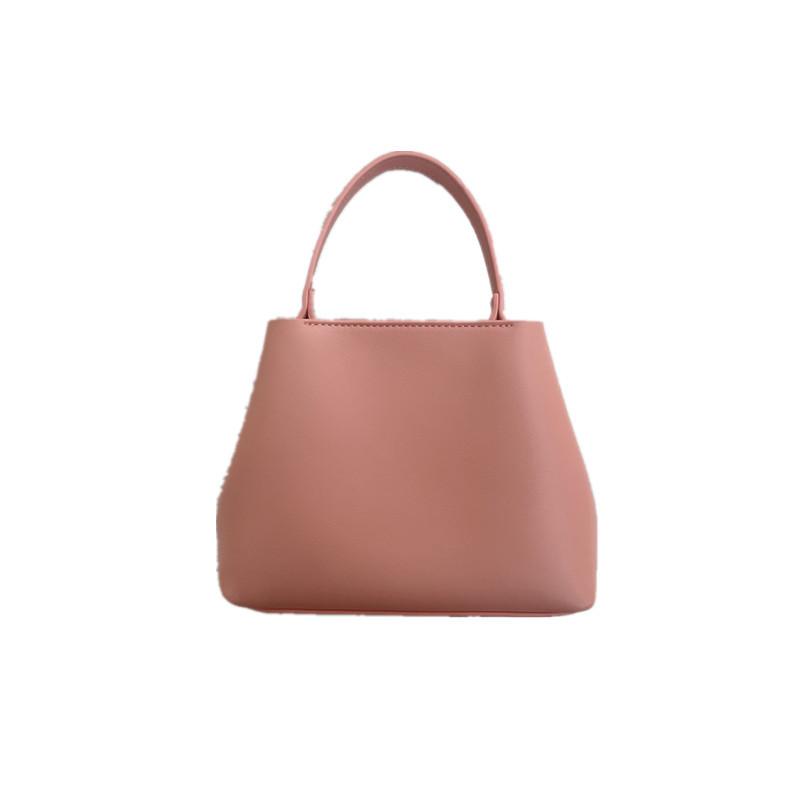 Handbag Solid Color Korean Version Ins Niche Design Bucket Bag Soft Leather Candy Color Crossbody Vegetable Basket Bag for Women