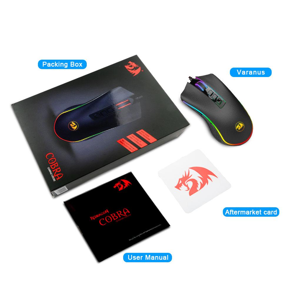 REDRAGON COBRA M711 RGB USB Проводная игровая мышь 12400 точек на дюйм, 9 кнопок, программируемая эргономичная мышь для компьютера, ПК, ноутбука