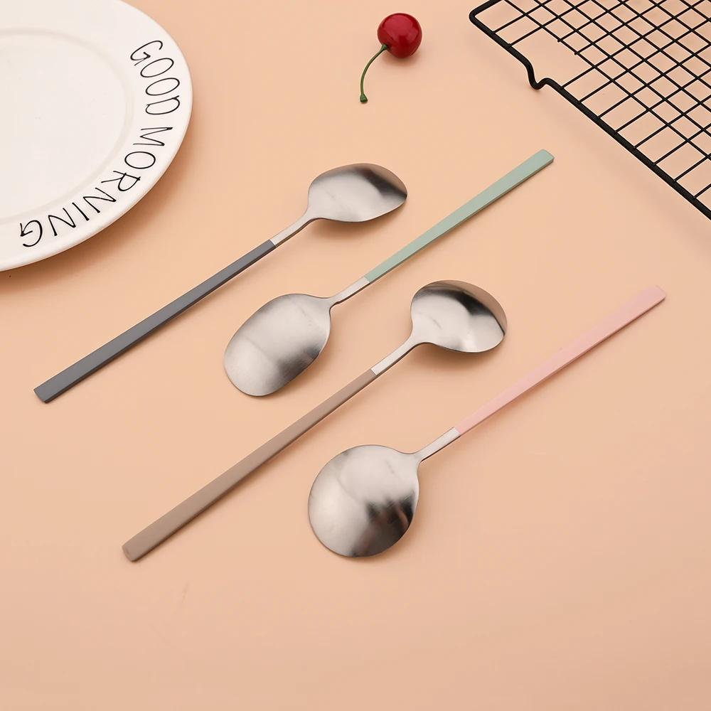Набор матовых столовых приборов из нержавеющей стали Палочки для суши Обеденные ложки Набор 8 шт. Посуда Корейские палочки Десертная ложка Набор столовых приборов